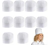 LANSKYLAN 20 PCS Gorros de Cocinero Desechables, Sombrero Cocinero para Cocina Ajustable, Gorros de Chef Desechables, Gorro de Panadero para Cocina Hogar Restaurante Catering Fiesta- Blanco, 23x29cm