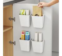 LANSKYLAN 4 PCS Caja de Almacenamiento Montada en Pared para Puerta de Cocina, Organizadores de Cesta Extraíble para Gabinete, Baño y Armario