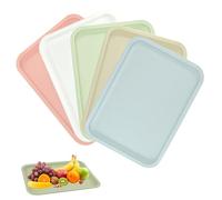 LANSKYLAN 5 PCS Bandejas para Servir Comida Bandejas Rectangulares de Plástico Mini Bandeja Cocina Bandeja de Desayuno Bandejas Plastico Hosteleria para Comedor Cafés Cocina (30.5 * 23cm, 5 Colores)