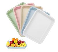 LANSKYLAN 5 PCS Bandejas para Servir Comida Bandejas Rectangulares de Plástico Mini Bandeja Cocina Bandeja de Desayuno Bandejas Plastico Hosteleria para Comedor Cafés Cocina (30.5x23x4.5cm, 5 Colores)