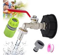 LANSKYLAN Adaptador de Depósito IBC 1/2" S60X6 Grifo de Latón para Depósito Agua de 1000 litros, Adaptador para Tanque de Agua, Conector para Hogar y Jardín