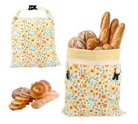 Lansls 2 Piezas Bolsas De Pan De Cera De Abejas 43x33cm, Bolsa Reutilizable De Algodón Ecológica Con Cierre De Clip y Asa, Ideal Para Pan Casero, Masa Madre, Frutas y Verduras (B)
