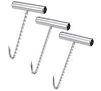 Lansls 3 Piezas Gancho en T Herramienta, Mango en T Gancho, Gancho Carnicero, Acero Inoxidable Ganchos de Carne, Gancho en T Elevador, Ganchos para tapa de Alcantarilla, para Carnicería, Restaurante