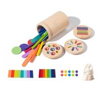 Lansls Montessori 2 En 1 Juguetes a Partir De 1, 2 y 3 Años, Sensoriales De Madera, Juguete Apilable, Juego De Clasificación, Color Forma, Juguetes Educativos, Regalo para Niños (C)