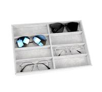 Lansls Organizador De Gafas 8 Rejillas, Bandeja De Exhibición En Terciopelo, Caja Apilable y Versátil Para Gafas De Sol, Relojes y Joyas, Ideal Para Hombres y Mujeres (Gris)