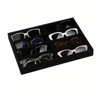 Lansls Organizador De Gafas 8 Rejillas, Bandeja De Exhibición En Terciopelo, Caja Apilable y Versátil Para Gafas De Sol, Relojes y Joyas, Ideal Para Hombres y Mujeres (Negro)