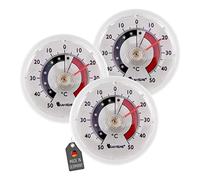 Lantelme 3 piezas conjunto ronda bimetálico frigorífico analógica termómetro adhesivo. pantalla de temperatura termómetro frigorífico + / - 50 °C plástico color blanco 4816