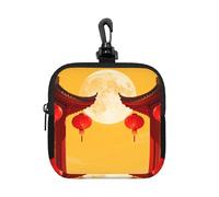 Lantern Full Moon - Bolsa pequeña impermeable con cremallera, bolsa de almacenamiento de neopreno para auriculares, funda con clip para llavero