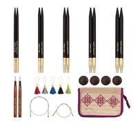 Lantern Moon Agujas de Tejer Intercambiables - 5 Pares de Puntas de 10cm 4" - 2 Cordones Giratorios 40,50cm - Capuchones Finales, Marcadores de Puntada - Tamaños 3,3.5,4,4.5,5mm