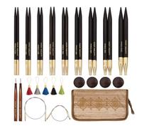 Lantern Moon Agujas de Tejer Intercambiables - 9 Pares de Puntas de 10cm 4" - 2 Cordones Giratorios 40,50cm - Capuchones Finales, Marcadores de Puntada - Tamaños 3,3.25,3.5,3.75,4,4.5,5,5.5,6mm