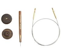 Lantern Moon Cables intercambiables para agujas de tejer - 2 cables fijos de 32" y 80 cm - 2 tapas de madera y 1 herramienta de ajuste - Acero inoxidable recubierto de nailon