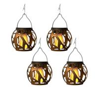 Lanterne solaire suspendue - Lampe solaire avec effet flamme pour extérieur suspendu 4 unités détives pour clôture terrasse balcon camping patio et arbre 2 95 x 2 56 pouces