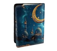 Lanterns, The Moon and Palm Trees - Soporte para pasaporte impreso, funda de viaje de piel sintética para pasaporte, organizador para hombres y mujeres, 6.5 pulgadas, Black, Talla única