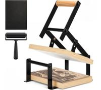 Lanties Máquina de prensa de palanca de mano Linocut con rodillos y almohadillas de fieltro para cortes de lino, impresión de corte, bloques de linóleo, kit de herramientas de impresión para máquina