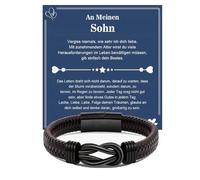 Lantine Pulseras de cuero trenzado para hombre, pulseras de nudo infinito grabadas Love You Forever Masaje para hijo, hombre, marido, Brothe Love Charm Brazalete para cumpleaños Navidad, Acero