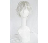 LanTing Cosplay Peluca Tokyo Ghoul Ken Kaneki short silver Cosplay Party Fashion Anime Human Costume Full wigs Synthetic Cabello Heat Resistant Fiber