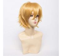 LanTing Cosplay Wig Cosplay Full Wig Heat Resistant Fiber 30cm Sky Blue Cosplay Party Fashion Anime Human Costume Full wigs Synthetic Haar Heat Resistant Fiber Gold