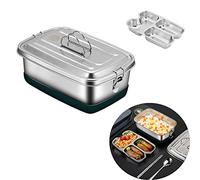 LANTING Lunch box,Fiambrera,304 fiambrera acero inoxidable,2000 ml Fiambrera extragrande de acero inoxidable,Caja de Bento con 3 Compartimentos para Adultos,para la Escuela, el Trabajo, Picnic.