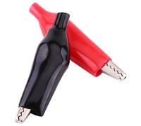 LANTRO JS Abrazadera eléctrica de cocodrilo de 45 mm, 20 abrazaderas de resorte de metal negro y rojo con cubierta protectora de aislamiento