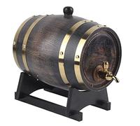 LANTRO JS Barril de vino, barril de vino de madera de roble, barril de brandy de rayas retro de 3L con grifo gabinete la venta almacenamiento mesa contenedor