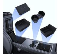LANTU 4 Pcs Accesorios para Tesla Model Y 2021-2024 y Model 3 2021-2023, Organizador de Consola Central, Caja de Almacenamiento para Apoyabrazos, Caja de Almacenamiento Oculta y Portavasos