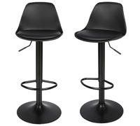 LANTUS 2X Taburetes de Bar Regulable en Altura Taburetes Altos Cocina Paquete de 2 Taburete de Oficina Giratorio en Cuero Sintético+Plástico Sillas Bar Cocina con Reposapiés & Respaldo