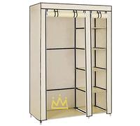 LANTUS Armarios de Tela para Ropa, Armario Ropero con Varillas, Armario Portátil, Resistente al Polvo Estantería de Almacenaje, Dormitorio, Estudio (Beige, 110 * 45 * 175cm)