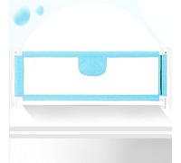 LANTUS Barrera para Cama para Niños, Barra Larga 200cm con Elevación Vertical con Doble Bloque de Seguridad para Niños, Barrera Plegable para Cama Individual de Matrimonio 2 m - Azul