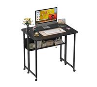 LANTUS - Escritorio de ordenador, mesa de oficina, punta de sofá con 4 ruedas cerradas, mesa de cama, ideal para cama y sillón, bandeja, 80 x 58 x 75 cm, color negro