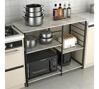 LANTUS Estantería de cocina, mueble de cocina, bar de café, soporte para microondas con estantes ajustables, ganchos, 39 x 90 x 83 cm (D) (negro) D (grano calcáreo)