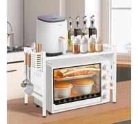 LANTUS - Estantería extensible para microondas, soporte para microondas de hasta 25 kg, estante de cocina de pie para horno de microondas, cajas de especias, 42-68 x 36 x 46 cm + blanco