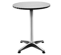 LANTUS Mesa de Bar/Cocina, Comedor Bistro de Aluminio, Bandeja de Acero Inoxidable (60 x 60 x 70/110 cm Redonda)