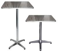 LANTUS Mesa de Bar/Cocina, Comedor Bistro de Aluminio, Bandeja de Acero Inoxidable, 60 x 60 x 70/110 cm (Cuadrado)