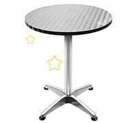 LANTUS Mesa de Bar/Cocina, Comedor Bistro de Aluminio, Bandeja de Acero Inoxidable (60 x 60 x 70/110 cm Redonda)