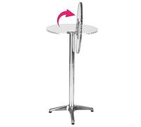 LANTUS Mesa de Bar/Cocina, Comedor Bistro de Aluminio, Bandeja de Acero Inoxidable (60 x 60 x 70/110 cm Redonda)
