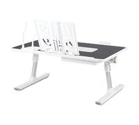 LANTUS - Mesa de cama para ordenador portátil, ajustable en altura y ángulo, bandeja de cama, plegable, reclinable con refrigerador, puertos USB/cajón, para sofá, oficina, suelo, 60 x 40 x 26-39 cm