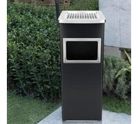 LANTUS Papelera,Extraíbles Robusto en pie de acero inoxidable con cubo interior, basura en pie, exterior, oficina, hotel y jardín para interior y exterior, 30 x 24 x 60 cm, 48 L - Negro (1 PC)