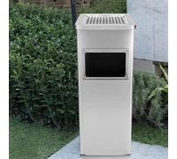 LANTUS Papelera,Extraíbles Robusto en pie de acero inoxidable con cubo interior, basura en pie, exterior, oficina, hotel y jardín para interior y exterior, 24 x 24 x 60 cm, 35 L - Plateado (1 PC)