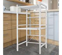LANTUS - Soporte extensible de metal para horno de microondas de 2 capas, extensible para especias, conservas, botellas, hasta 25 kg (40/64 x 36,5 x 78 cm), color blanco