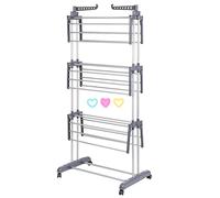 LANTUS Tendedero Tipo Torre, para Interior, con alas Plegables,Soporta hasta 40 Kilos de Peso,Multiplica tu Espacio,Reforzado,Inoxidable a Prueba de Herrumbre con Alas Laterales,(75-126)*64*170cm