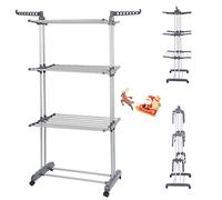 LANTUS Tendedero Tipo Torre, para Interior, con alas Plegables,Soporta hasta 40 Kilos de Peso,Multiplica tu Espacio,Reforzado,Inoxidable a Prueba de Herrumbre con Alas Laterales,(75-126)*64*170cm