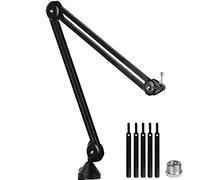 LANUCN Boom Arm de Segunda Generación Brazo Microfono, Brzo Microfono Stand de Escritorio Mejorado con Abrazadera de Escritorio Antivibración, Mic Arm Largo para psa1 at2020 y Otros Micrófonos