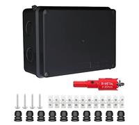LANUCN Caja Estanca Exterior 10 vías, IP65 150x110x70 mm Caja Conexiones Electricas con Prensaestopas por Ø6-12 mm (Negro)