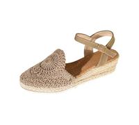 Lanunlly Alpargatas Mujer Cuña Esparto Yute Verano Sandalias Cerradas Plataforma Elegantes Zapatos Vestir Comodas Casual Sandalia Puntera Cerrada Flexibles Antideslizantes Playa Fiesta Boda Novia