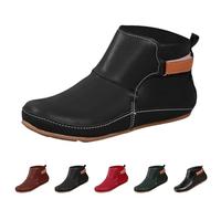 Lanunlly Botas Mujer Planas Cortas Botines Cowboy Chelsea Vintage Bota Comodas Botin Elegantes Zapatos Originales Boots Antideslizante Fiesta Retro para Otoño Invierno Primavera