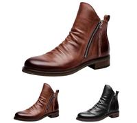 Lanunlly Botas Mujer Tacón Bajo Cowboy Botines Antideslizante Elegantes Bota Cortas Retro Zapatos Vintage Boots Comodas Botin Minimalistas Fiesta Originales para Otoño Invierno Primavera