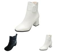 Lanunlly Botines Mujer Tacon Botas Cortas Antideslizante Vintage Zapatos Cowboy Fiesta Boots Originales Botin Retro Bota Minimalistas Elegantes Comodas para Otoño Invierno Primavera