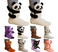 Lanunlly Calcetines Divertidos Animales Lindos Invierno Térmicos 3D Knit Animal Socks Calcetines de Punto Largos de Doble Capa Tejidos a Crochet a Mano Originales para Hombre y Mujer 2026
