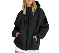 Lanunlly Chubasquero Para Mujer Viaje Chaqueta Cortaviento Impermeable Transpirable Con Capucha Gabardina Cortavientos Ligera Abrigo De Lluvia Con Bolsillos Running Chaquetas Para Deporte Acampada