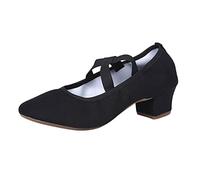 Lanunlly Zapatos Baile Latino Mujer Salsa y Bachata Zapatos Baile Salon Tacon Bajo Cerrados Suela Blanda Jazz Profesional de Salon Calzado para Bailar Moderna Tango Fiesta Práctica y Rendimiento